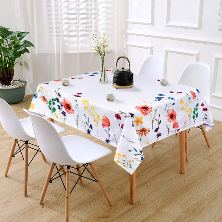 ce jazz Wild Flowers Tablecloth Waterproof Oil-Proof Spill-Proof Table ...